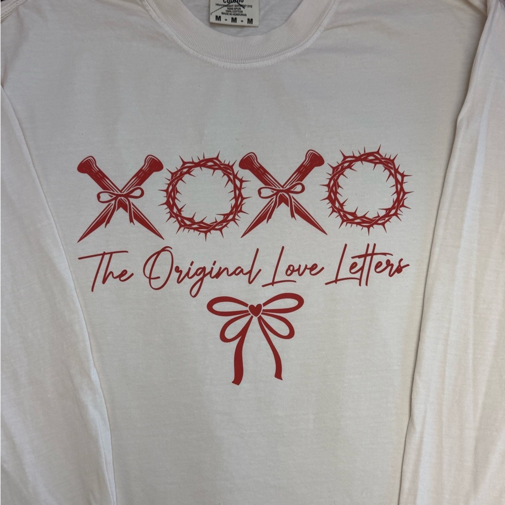 Comfort Colors Beige Long Sleeve Tee with Red Graphic